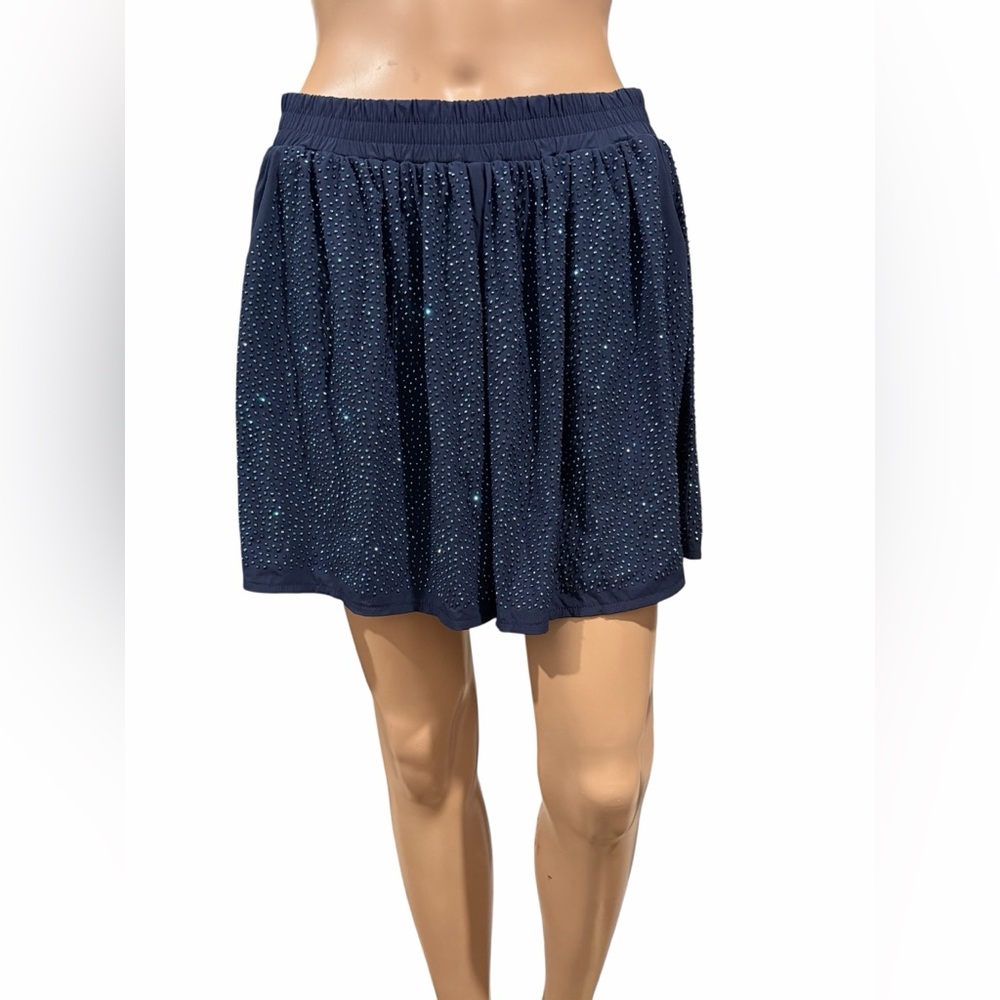 Queen Of Sparkles Navy Blue Full Rhinestone Bling Shorts Size M